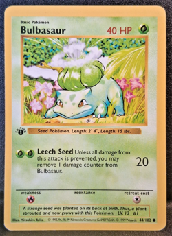 Pokemon TCG Bulbasaur #044/102 Base Set (Shadowless) 1st Edition - Image 1