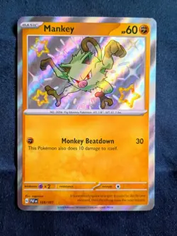 Mankey 169/091 Shiny Rare Holo Sv: Paldean Fates Pokemon TCG Near Mint/Mint - Image 1
