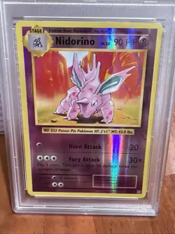 2016 POKEMON XY EVOLUTIONS #44 NIDORINO-REVERSE FOIL PSA 8 - Image 2