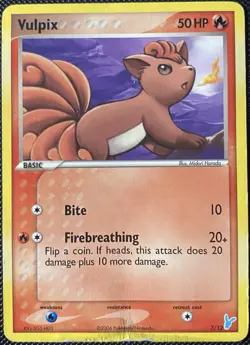 Vulpix 7/12 EX Trainer Kit 2: Plusle & Minun Regular *HEAVY DAMAGE* Pokemon Card - Image 1