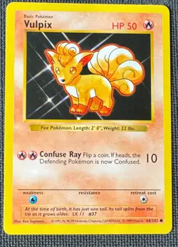 VULPIX 68/102 COMMON BASE SET SHADOWLESS POKEMON MP - Image 1