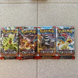 Pokemon TCG Scarlet & Violet OBSIDIAN FLAMES 4 BOOSTER PACKS LOT Art Set NEW 820650853746 - Image 1