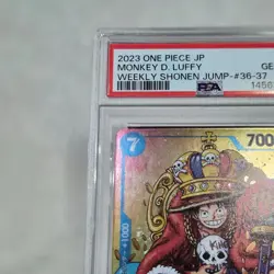 2023 One Piece JP Monkey D. Luffy P-043 Weekly Shonen Jump #36-37 Foil PSA 10 - Image 3