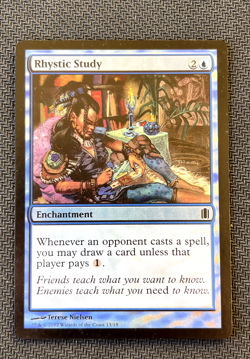 Rhystic Study Commander's Arsenal Foil MTG Do You Pay The One But Fancy - Image 1