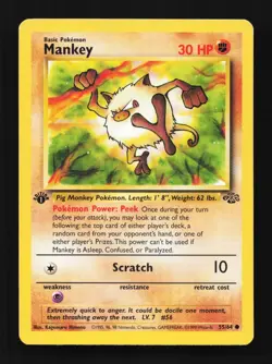Mankey 55/64 Jungle English Pokemon Card TCG - Image 1