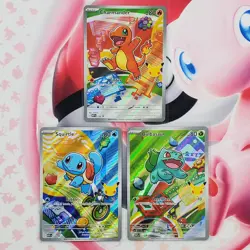 Charmander 038 + Squirtle 039 + Bulbasaur 037 - First Partner Pokemon Cards L174 - Image 1