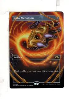 MTG SkeenAB Ruby Medallion BORDERLESS FOIL from MH3. NM. - Image 1