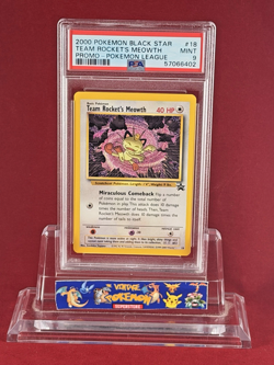 2000 Black Star Promo Pokemon League TEAM ROCKET'S MEOWTH Card #18 PSA 9 - Image 1
