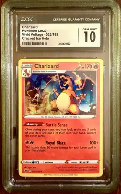 CGC 10 GEM MINT 2020 POKEMON VIVID VOLTAGE CRACKED ICE HOLO #025 CHARIZARD - Image 1