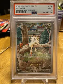 Pokemon TCG 2025 Pokemon PFL EN MEOWTH Illustration Rare 106/094 PSA 9 Mint MT - Image 1