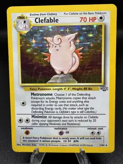 Pokemon TCG Clefable 1/64 Jungle Holo Unlimited Rare - HP/Damaged - Image 1