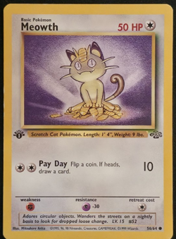 Meowth 56/64 Pokemon Jungle 1st Edition Non-Holo HP - Image 1