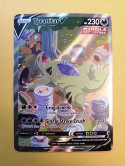 2021 POKEMON SWORD & SHIELD BATTLE STYLES #155/163 TYRANITAR V ALTERNATE ART - Image 1
