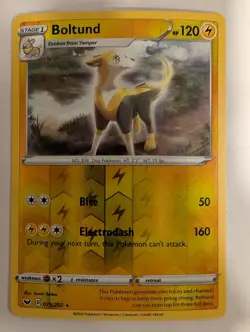 Boltund 076/202 Sword & Shield Base Set Pokemon Reverse Holo Foil Nice! - Image 1