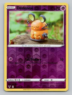 Reverse Holo Dedenne 077/185 Common Vivid Voltage Pokemon - Image 1