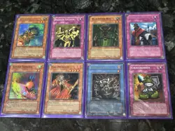 Konami Yu-Gi-Oh! 1st Edition Vintage Card Lot 8 Cards Fiber Jar Man-Eater Bug - Image 1