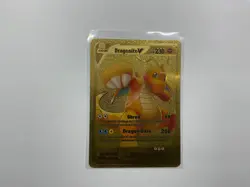 Dragonite V Premium Gold Foil Fan Art Textured Collector Pokemon SWSH154 - Image 1