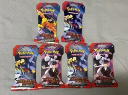 Lot of 6 Pokemon TCG Scarlett & Violet Destined Rivals Booster Packs Sleeved New - Image 1