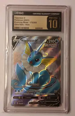 CGC Pristine 10 Vaporeon V 172/203 Evolving Skies Ultra Rare Holo Pokemon TCG - Image 1