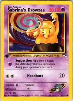 Sabrina's Drowzee 092/132 Gym Heroes Pokemon MP 1st Edition - Image 1