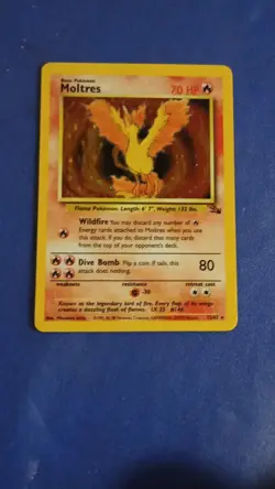 Pokemon TCG Moltres Holo Rare Unlimited 12/62 Fossil 70 HP English - Image 1