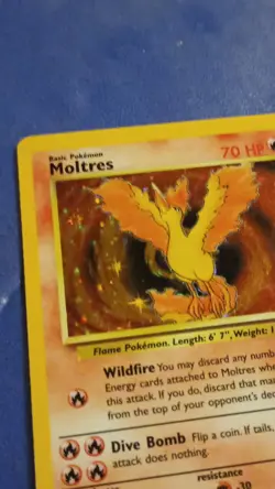 Pokemon TCG Moltres Holo Rare Unlimited 12/62 Fossil 70 HP English - Image 2