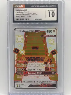 Pokemon 2019 Hidden Fates Stakataka GX SV74/SV94 Shiny Vault CGC 10 Gem Mint - Image 1