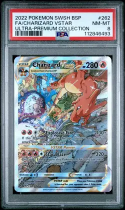 2022 POKEMON SWSH BLACK STAR PROMO #262 FULL ART/CHARIZARD VSTAR PSA 8 - Image 1