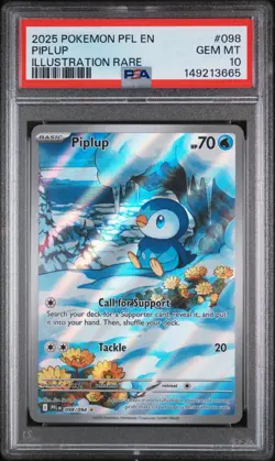 2025 Pokemon Phantasmal Flames 098/094 Illustration Rare Piplup PSA 10 - Image 1