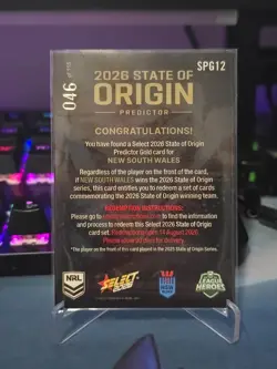 #046/115 2026 NRL League Heroes Latrell Mitchell State Of Origin GOLD Predictor - Image 2