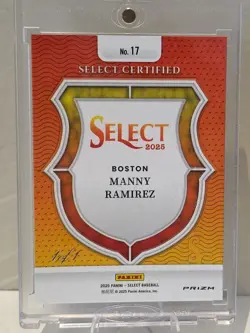 2025 Panini Select - Select Certified Manny Ramirez #17 Gold Vinyl 1/1 Red Sox - Image 2
