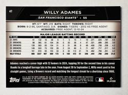 2025 Topps Chrome Black Willy Adames GREEN Wave Refractor Card SP #/99 SF Giants - Image 2
