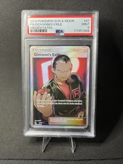 2019 Pokemon Sun & Moon Hidden Fates #67 FA Giovannis Exile Card, PSA 9 - Image 1
