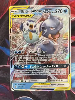 Pokemon TCG Blastoise Piplup GX Holo Card 38/236 Cosmic Eclipse Tag Team - Image 1