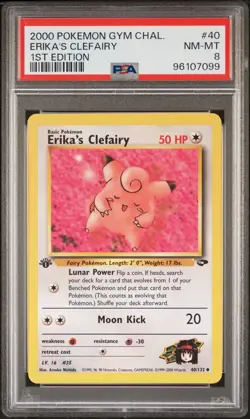 PSA 8 Erika's Clefairy Gym Challenge 40/132 1st Edition Pokemon Card WOTC - Image 1