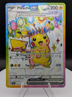Pokemon TCG: Surging Sparks (219/191): Pikachu EX Rainbow Border Full Art (NM) - Image 1