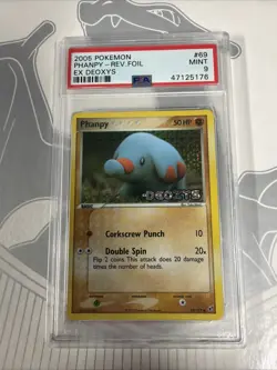 2005 POKEMON EX DEOXYS 69 PHANPY-REVERSE FOIL PSA 9 MINT - Image 1