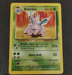 Pokemon Nidorino 37/102 Base Set Regular Uncommon Card 1999 Stage 1 Near Mint - Image 1