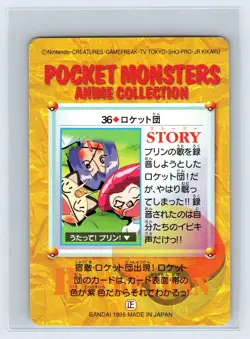 TEAM Rocket Pokemon Anime Collection #36 1998 JAPAN CARDDASS Nintendo NM- - Image 2