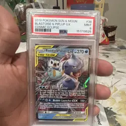 Pokemon Blastoise & Piplup GX 38/236 Cosmic Eclipse Ultra Rare PSA 9 Holo - Image 1