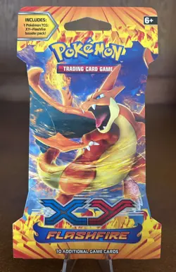 Pokemon XY Flashfire Sleeved Booster Pack Mega Charizard Y Artwork - Image 1