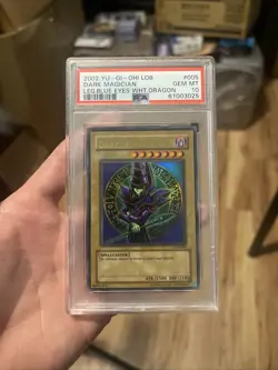 Yugioh Dark Magician LOB-005 PSA 10 Unlimited Original Print 2002 - Image 1