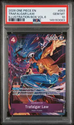 2026 ONE PIECE PROMOS ILLUSTRATION BOX VOL.6 #093 TRAFALGAR LAW PSA 10 - Image 1