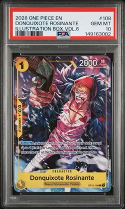 2026 ONE PIECE PROMOS ILLUSTRATION BOX VOL.6 #108 DONQUIXOTE ROSINANTE PSA 10 - Image 1