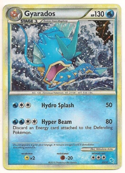 Pokemon Card: Gyarados 30/30 HP Played Damaged HGSS Trainer Kit Holo Rare Promo - Image 1