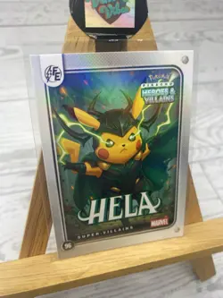 Pikachu as Hela #96 Holo Marvel Heroes & Villains (Non-Pokemon Fan Art) Card - Image 2