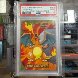 2000 TOPPS POKEMON CHARIZARD TV ANIMATION CLEAR CARDS (PSA 9) - Image 1