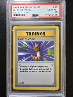 PSA 10 1st Edition Gust Of Wind 93/102 - 1999 Base Set Thick Stamp Pokemon Card - Image 1