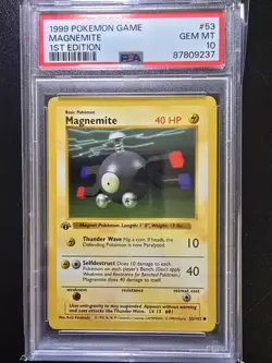 PSA 10 1st Edition Magnemite 53/102 - 1999 Base Set Thick Stamp Pokemon Card - Image 1