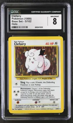 CGC 8 Clefairy 1999 Base Set 5/102 Holo Pokemon Card psa - Image 1